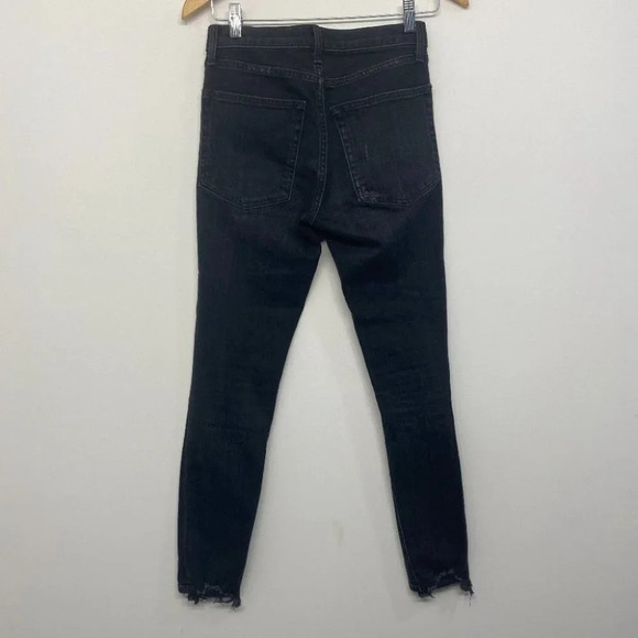 Nili Lotan Mid Rise Distressed Jeans Black Women's 24 Skinny - Picture 3 of 9